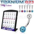 brubn4 display 24 piercings ombligo titanio g23 bola titanio liso 5mm bola multi cristal ferido 6mm 8mm 14mm distribuidor