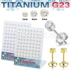 bruerbzr2 titanium ear studs 20g bezel set cz stone 36 pairs