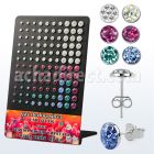 brvfrm display acrilico 60 pares piercings oreja plata 925 cristal ferido 2 5 6mm al por mayor