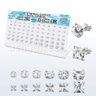 brzm36a display 36 pares piercings oreja plata 925 zirconia claras cuadradas redondas 3mm 8mm distribuidor mayorista