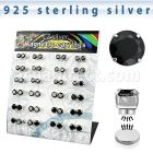 brzmgb display 24 piercings oreja magneticos zirconia redondas negras plata mayorista