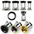 bshp dilatacion tunel doble flare acero quirurgico espejo pulido pvd bi color tornillo interno. al por mayor