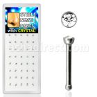 bxb102 display 40 piercing nariz hueso acero quirurgico 1mm cristal claro redondo 2mm venta