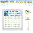 bxfl2cg 18k gold plated silver nose bones clear flower