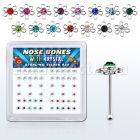 bxfl2m caja display piercing nariz hueso plata 0 6mm flor alambre cristal centro distribuidor