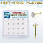 bxfr16gc 18k gold plated 925 silver nose bones 3mm ferido glued half ball resin cover