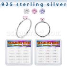 bxnhmx3 silver seamless nose ring 22g color cz 18pcs