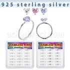 bxnhmx5 silver seamless nose ring 22g heart color cz 18pcs