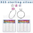 bxnhmx7 silver seamless nose ring 22g star color cz 18pcs