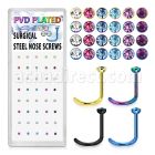 bxns10 caja 40 piercing nariz l acero quirurgico anodizado cristal redondo 2mm al por mayor