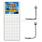 bxs101 caja display 40 piercing nariz l acero 316l brillo espejo bola cono 2mm distribuidor