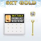 d9gnb1 caja 12 piercing nariz hueso oro 9 kts 0 6mm zirconia claras redondas 1 5mm distribuidor