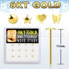 d9gys23 caja 12 piercing nariz doblar tu mismo oro 9 kts 0 6mm formas estrella redonda corazon mariposa distribuidor mayorista