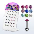 dacb117 display 24 barbells tragus acero quirurgico 3mm cristal ferido bola 3mm 6mm 8mm al por mayor