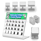 dacb130 display acrilico 24 plugs falsos acero quirurgico brillo espejo lados cuadrados distribuidor mayorista