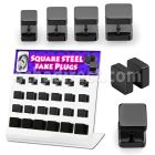 dacb131 display acrilico 24 plugs falsos acero quirurgico anodizado negro lados cuadrados venta