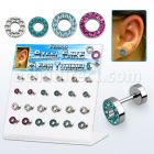 dacb145 display acrilico 24 dilataciones tunel falsas acero quirurgico brillo espejo multi cristal colores ferido 6mm 8mm distribuidor mayorista