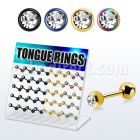 dacb17 display 40 barbells lengua acero quirurgico pvd bola joya 6mm bola acero 6mm 16mm venta