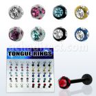 dacb18 display 40 barbells lengua acero quirurgico anodizado bola multi joya 6mm bola acero liso 6mm 14mm 16mm mayorista