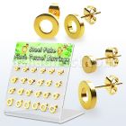 dacb194 display 12 pares dilataciones tunel oreja falsas acero quirurgico 316l pvd dorado mayorista