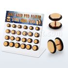 dacb214 display 24 plugs falsos acero 316l anodizado oro rosa anillo goma venta