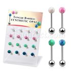 dacb222 display 16 barbell lengua acero 316l bola opalo 6mm bola acero lisa 6mm 16mm distribuidor mayorista