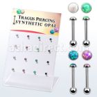 dacb223 display 16 barbell tragus acero quirurgico 3mm opalo bola 3mm venta