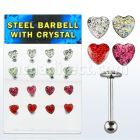 dacb35 display 24 barbells lengua acero quirurgico corazon 7mm multi cristal 16mm mayorista