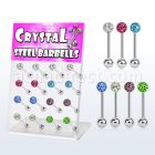 dacb38 display 16 barbell lengua acero quirurgico bola 6mm multi cristal ferido bola acero liso 6mm 16mm distribuidor