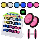 dacb41 display 24 plugs falsos acrilicos brillan oscuridad anillo goma 8mm mayorista