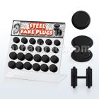 dacb61 display 24 plugs falsos acero anodizado negro anillo goma 8 10mm distribuidor mayorista