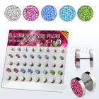 dacb82 display 40 plugs falsos acero quirurgico multi cristal lisa al por mayor
