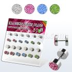 dacb83 display 24 plugs falsos acero quirurgico multi cristal trasara lisa 6mm 8mm distribuidor mayorista