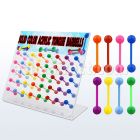 dacb99 display 40 barbells lengua acrilico flexible bolas 6mm colores acrilicos solidos 16mm mayorista