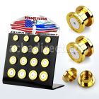 dapg100 display acrilico negro 16 dilataciones plugs bala acero quirurgico rosca interna grabado americano ruso al por mayor