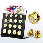 dapg100u display acrilico negro 16 dilataciones plugs bala acero quirurgico rosca interna grabado americano al por mayor