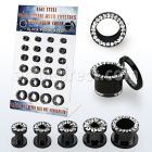 dapg102a display 24 dilataciones tunel acero quirurgico pvd negro cristal claros lado 4mm 12mm mayorista