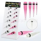 dapg175 display 12 expansores acrilicos uso dual expansor glitter dia expansor brilla oscuridad noche anillos goma dobles 3mm 10mm distribuidor mayorista