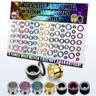 dapg181 display 84 dilataciones tunel acero 316l pvd brillo espejo multi cristal claros ferido 6mm 16mm. distribuidor