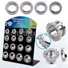 dapg186b display acrilico negro 16 dilataciones tunel tornillo acero 316l brillo espejo zirconia borde mayorista