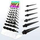dapg46a display 36 tapers acrilicos negros anillo goma doble distribuidor mayorista