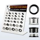 dapg57 display acrilico 36 dilataciones tunel doble flare acero quirurgico pvd negro tornillo interno mayorista