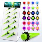 dapg83 display 12 expansores acrilicos colores solidos anillos goma 3mm 10mm. un color por display distribuidor mayorista