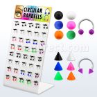 dbjmx14 display 40 barbell circular acero quirurgico bolas conos 3mm colores lisos 8mm 10mm venta