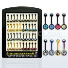 dbntj display 40 bananas ombligo acero quirurgico pvd bolas joya bisel 5 8mm 10mm mayorista