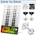 deqzg4 display 60 pares piercings oreja acero inoxidable zirconia claras negras cuadradas 3mm 8mm distribuidor