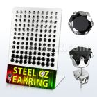 derzg2 display 60 pares piercings oreja acero inoxidable zirconia negras redondas 3mm 8mm distribuidor mayorista