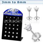 derzst display 12 pares piercings oreja acero inoxidable zirconia clara estrella 3mm 8mm distribuidor mayorista