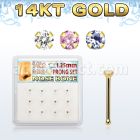 dgnb23 caja 12 piercing nariz hueso oro 14 kts 0 6mm zirconia redondas colores 1 25mm venta