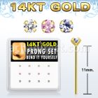 dgys27 caja 12 piercing nariz doblar tu mismo oro 14 kts 0 6mm zirconia redonda 2mm distribuidor mayorista